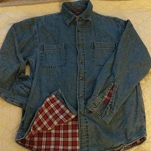 Wrangler Denim Flannel Lined Button Up Shirt